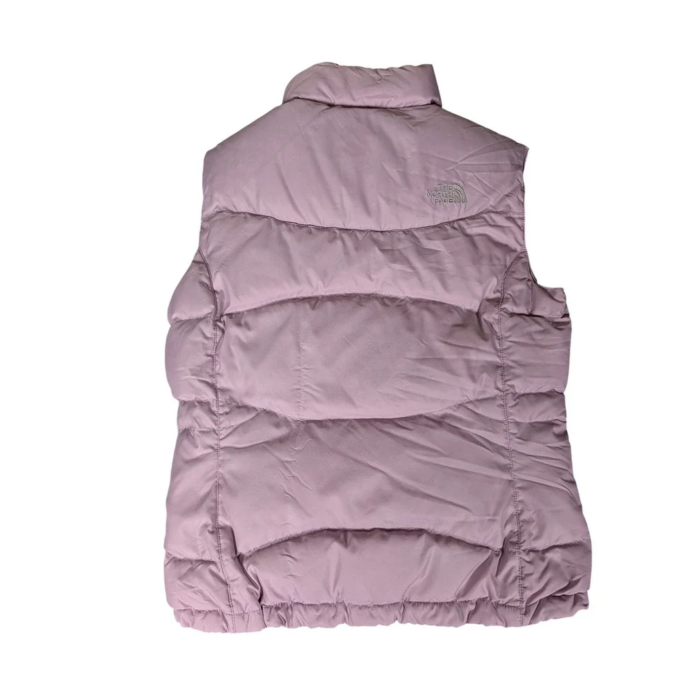 The North Face 550 Pink Puffer Vest Girls‎ M Lightweight Insulated Full Zip